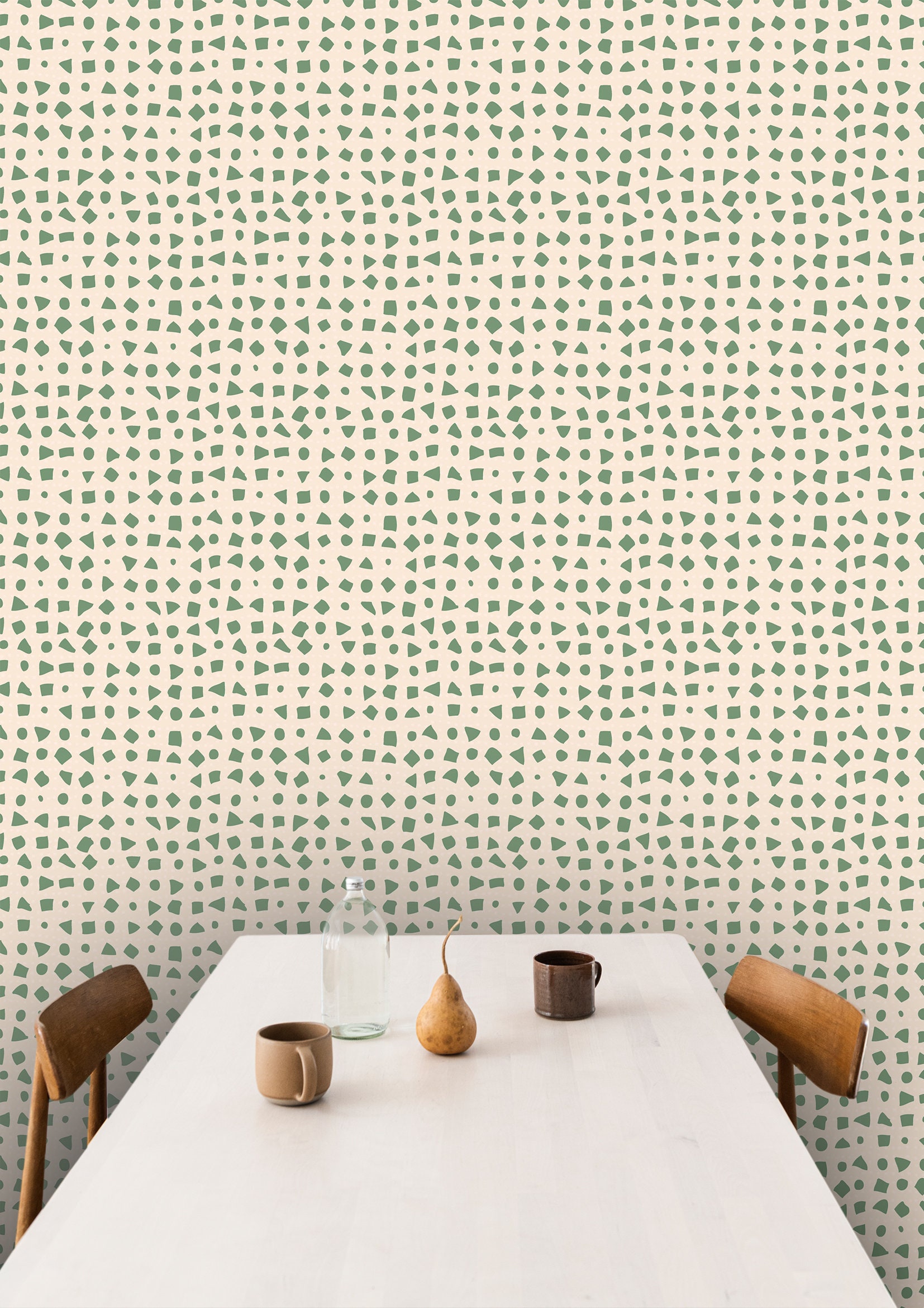 Cream And Olive Green Wallpaper Wallpaper Peel and Stick | Etsy