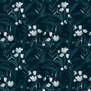 Dark Navy Floral Wallpaper | Removable Wallpaper | Peel and Stick ...
