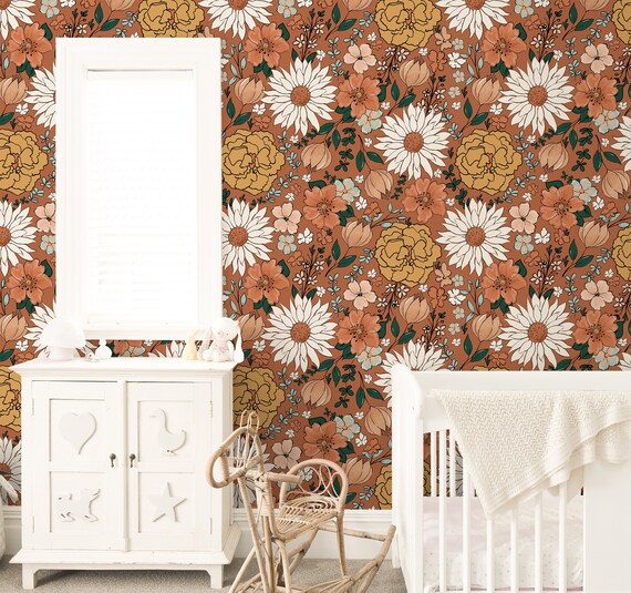 Vintage Floral Wallpaper Girls Nursery Wallpaper Kids - Etsy