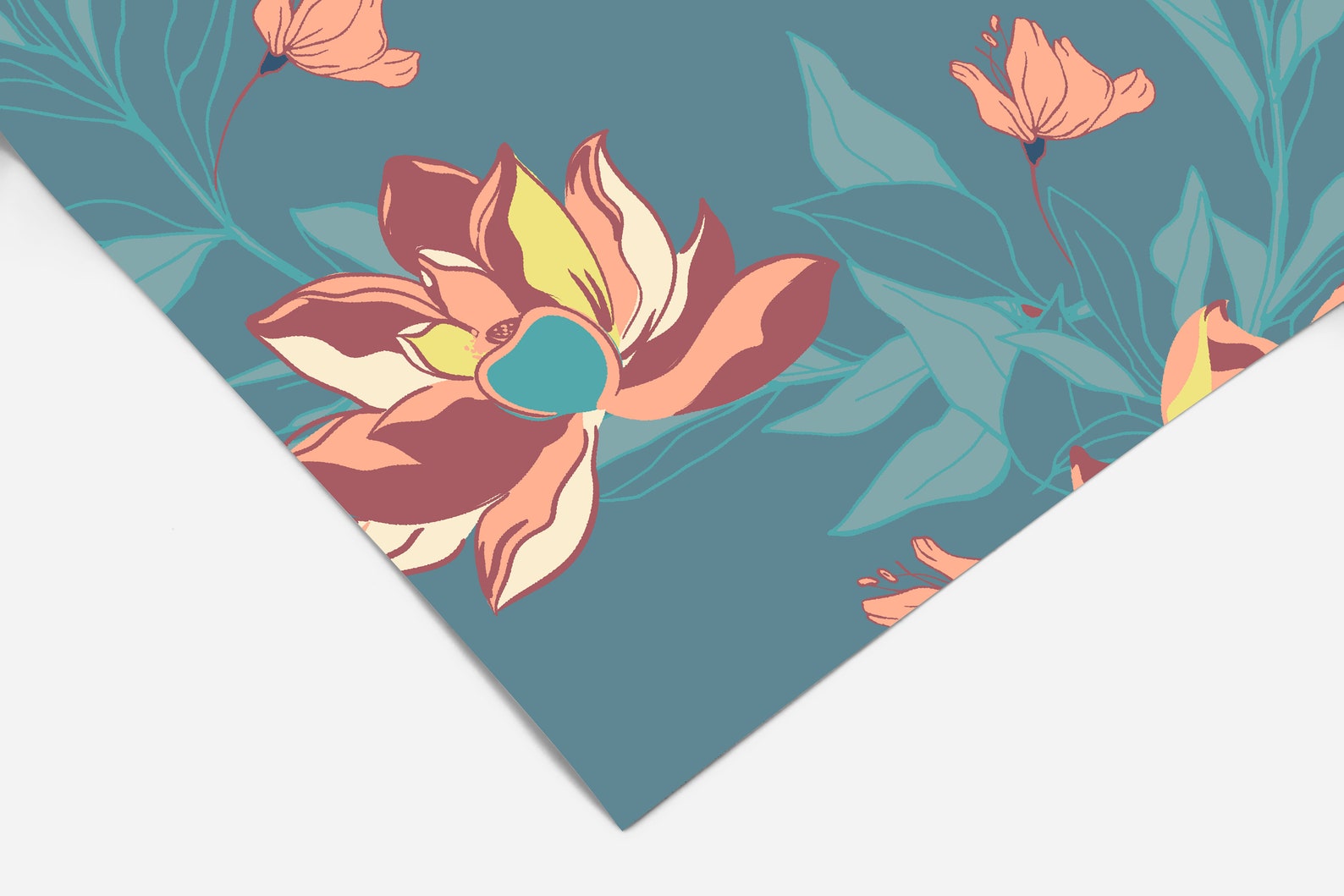 Light Blue Floral Wallpaper Wallpaper Peel and Stick | Etsy