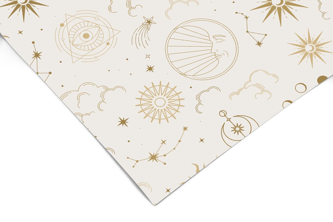 Boho Sun Moon Gold Contact Paper Peel and Stick Wallpaper Removable  Wallpaper Shelf Liner Drawer Liner Peel and Stick Paper 1138 
