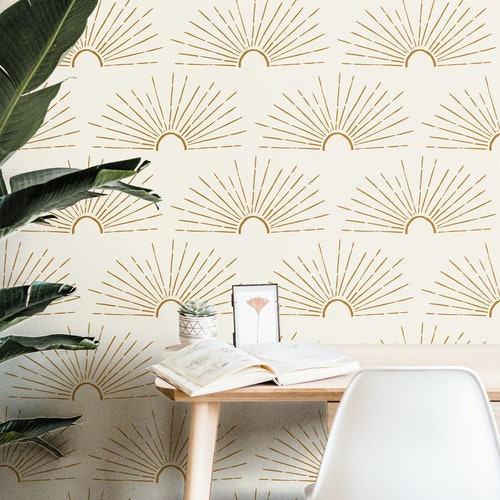 Wallpaper Peel and Stick Wallpaper Boho Golden Sun Cream - Etsy Ireland Wallpaper Peel and Stick Wallpaper Boho Golden Sun Cream - Etsy Ireland