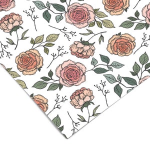 Floral Roses Contact Paper | Peel And Stick Wallpaper | Removable Wallpaper | Shelf Liner | Drawer Liner Peel and Stick Paper 1134