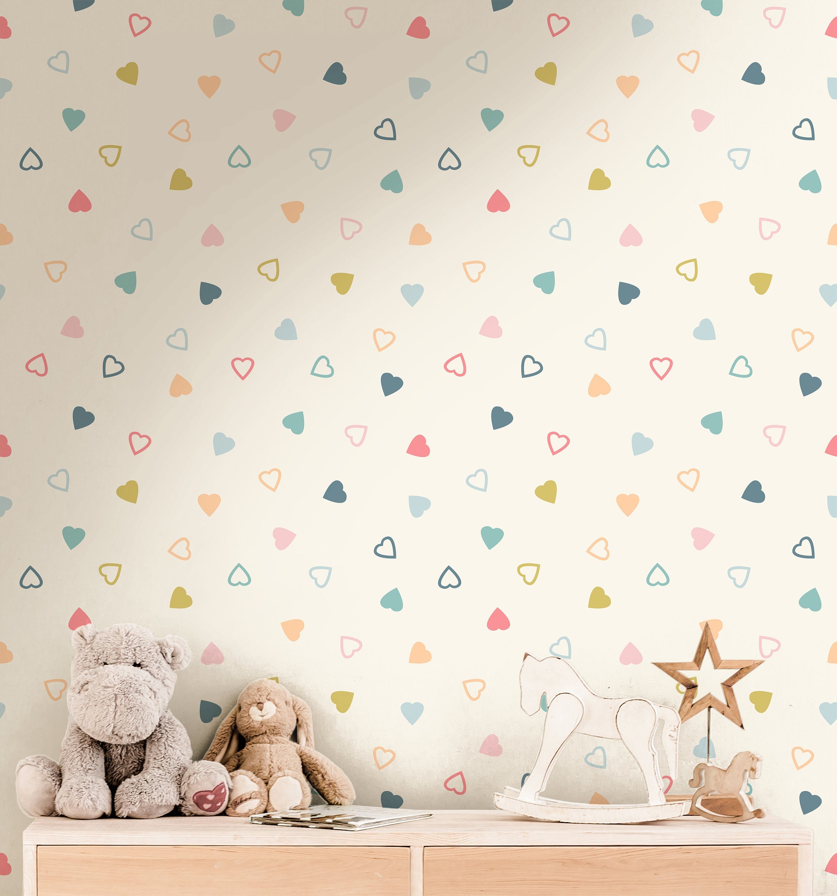 Cute Hearts Wallpaper Girls Nursery Wallpaper Kids Wallpaper