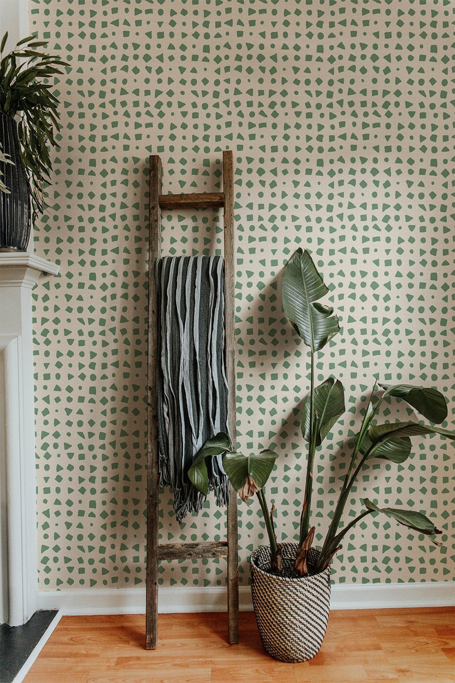 Cream And Olive Green Wallpaper Wallpaper Peel and Stick | Etsy
