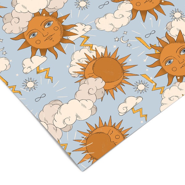 Sun and Moon Contact Paper | Peel And Stick Wallpaper | Removable Wallpaper | Shelf Liner | Drawer Liner | Peel and Stick Paper 626