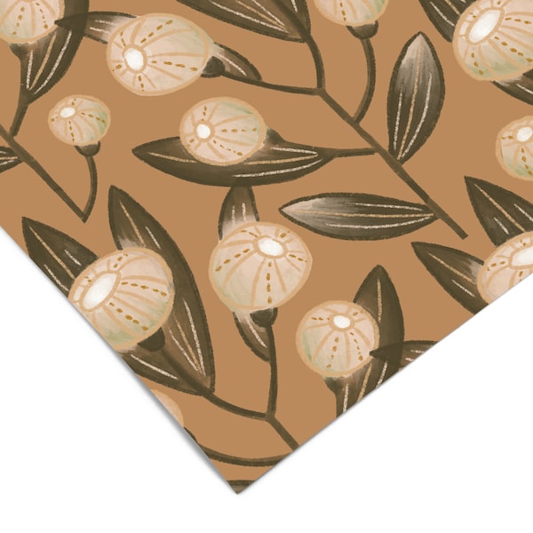 Farmhouse Tan Floral Contact Paper | Peel And Stick Wallpaper | Removable Wallpaper | Shelf Liner | Drawer Liner | Peel and Stick Paper 997