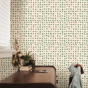 Cream and Olive Green Wallpaper Wallpaper Peel and Stick Removable