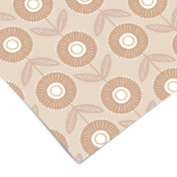 Tan Floral Pattern Contact Paper | Peel And Stick Wallpaper | Removable Wallpaper | Shelf Liner | Drawer Liner | Peel and Stick Paper 981