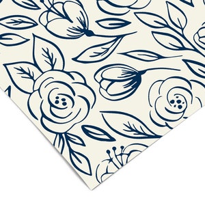 Navy Rose Floral Wallpaper Removable Wallpaper Peel And Stick Wallpaper Adhesive Wallpaper Wall Paper Peel Stick Wall Mural 2361 image 4