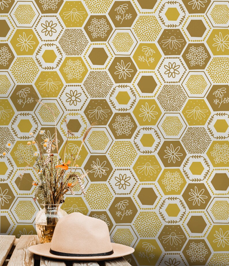 Golden Wallpaper Peel and Stick Wallpaper Removable Etsy
