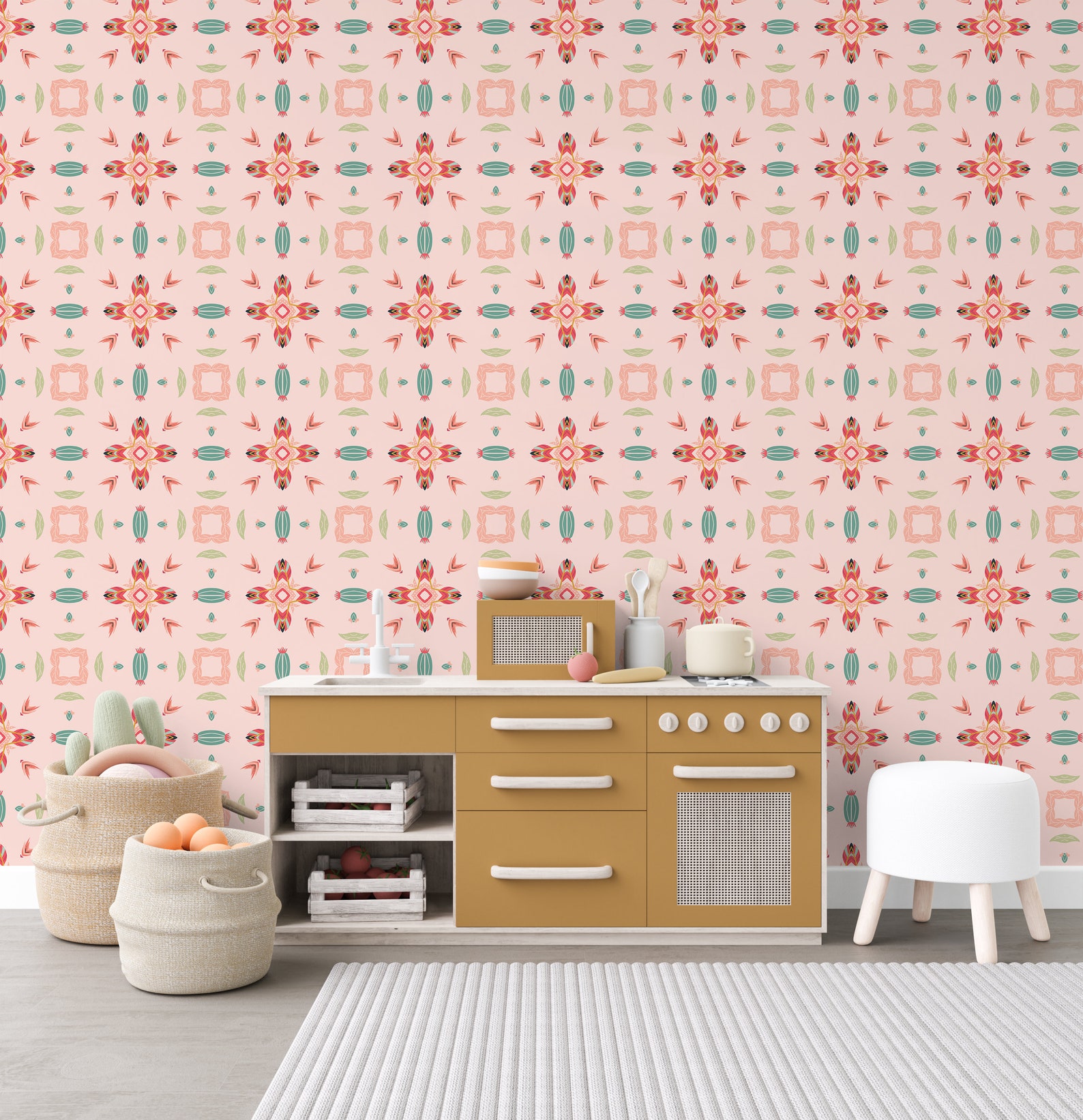 Light Pink Pattern Wallpaper Wallpaper Peel and Stick Etsy