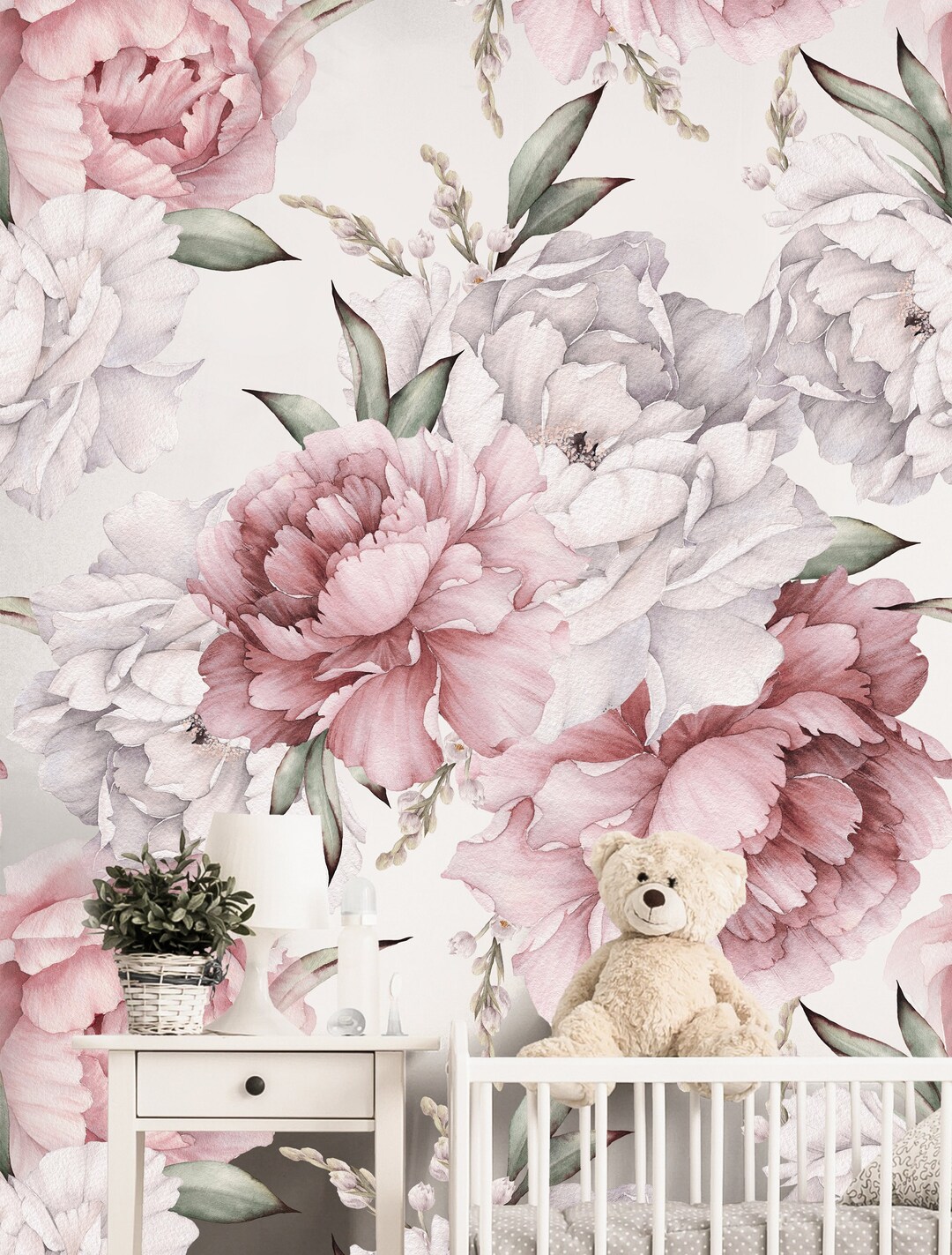 Large Floral Mural Wallpaper Removable Wallpaper Peel and Stick