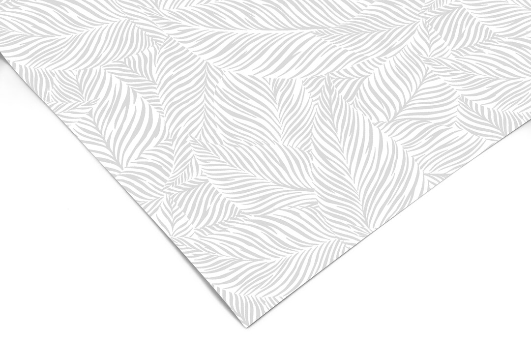 Contact Paper White Gray Leaf Peel and Stick Wallpaper Removable Wallpaper Shelf Liner Drawer