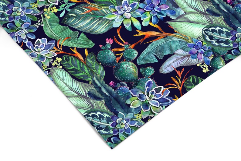 Dark Floral Tropical Contact Paper Peel and Stick Wallpaper Etsy