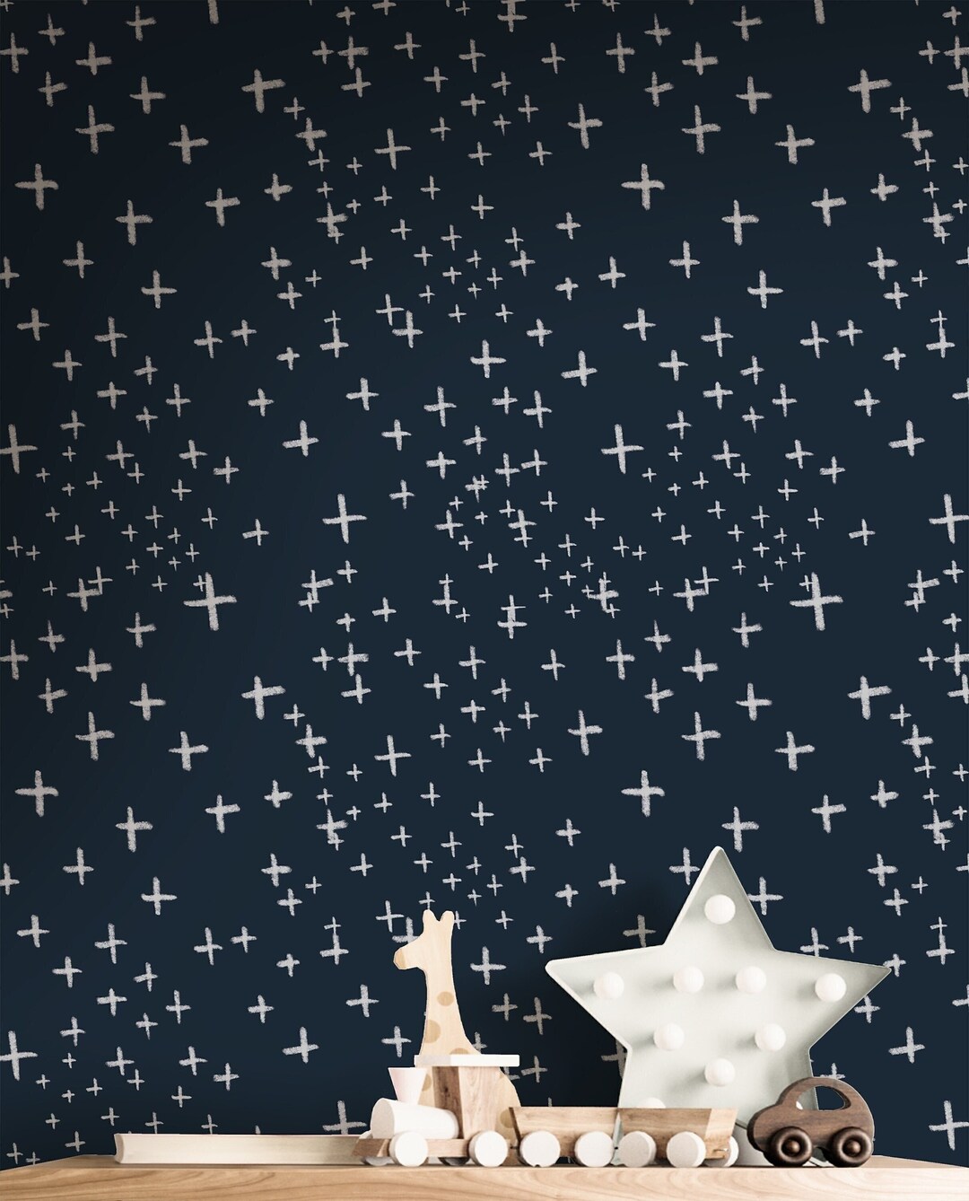 Removable Navy Stars Wallpaper Boys Nursery Wallpaper Kids Etsy