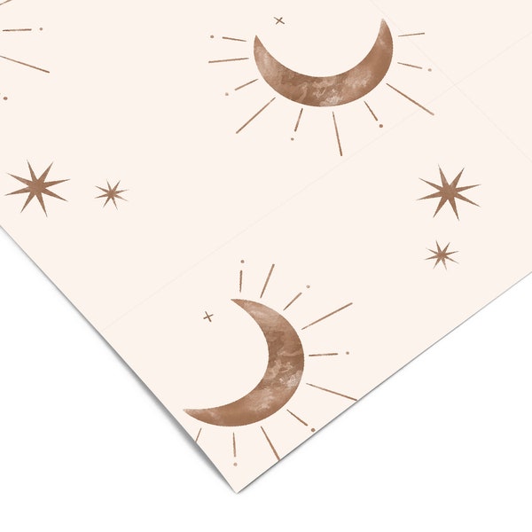 Boho Moon and Stars Contact Paper | Peel And Stick Wallpaper | Removable Wallpaper | Shelf Liner | Drawer Liner Peel and Stick Paper 1155