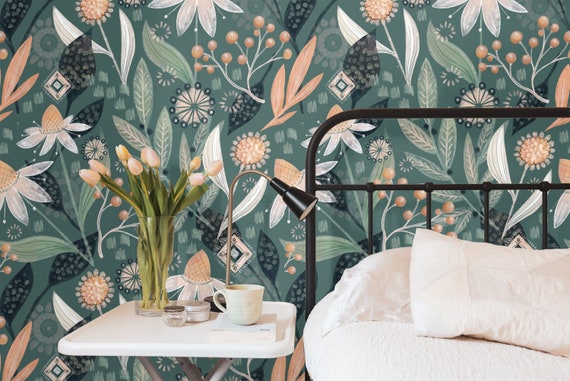 177X472 Green Floral Peel and Stick Wallpaper Vintage Flower and Bird Wallpaper  Removable Wallpaper Self Adhesive Wall Paper Contact Paper Vinyl Film Home  Decoration and Furniture Renovation  Amazonin Home Improvement