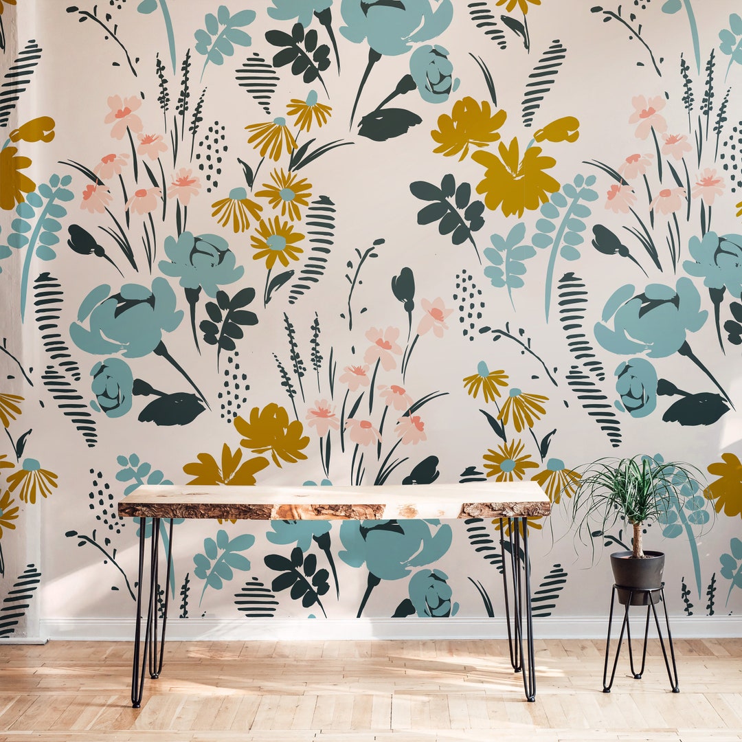 Wildflower Floral Wallpaper Peel and Stick Wallpaper Removable