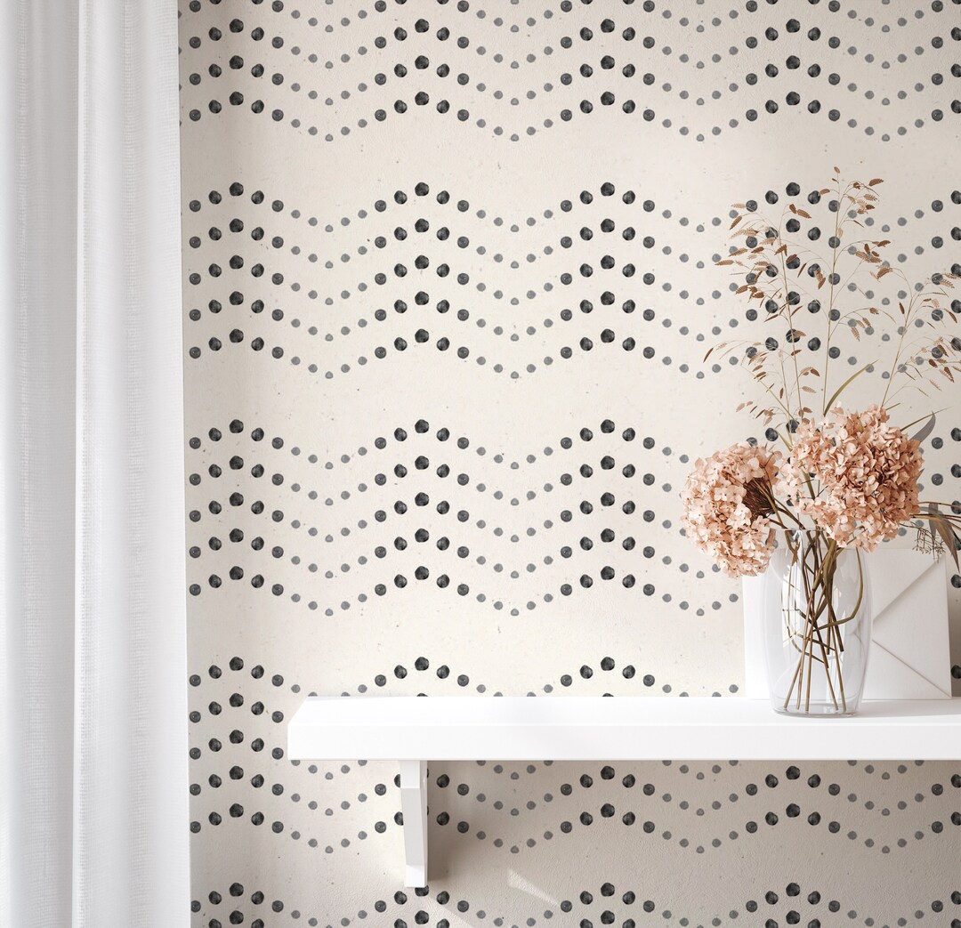 Peel and Stick Wallpaper Black Cream Chevron Modern Wallpaper - Etsy