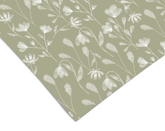 Olive Green Floral Contact Paper Peel And Stick Wallpaper | Removable Wallpaper | Shelf Liner | Drawer Liner | Peel and Stick Paper 1005