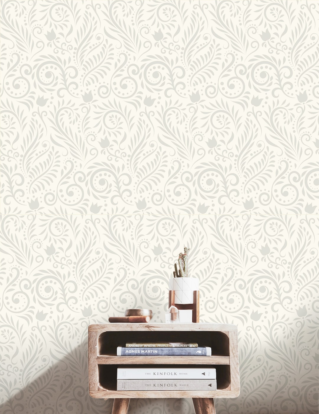 Wallpaper Peel and Stick Wallpaper Neutral Cream Ornamental Removable