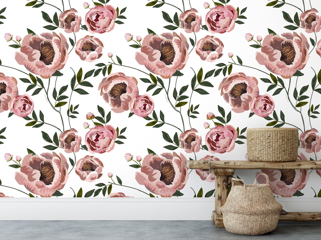 Pink Floral Wallpaper | Wallpaper Peel and Stick | Removable Wallpaper ...