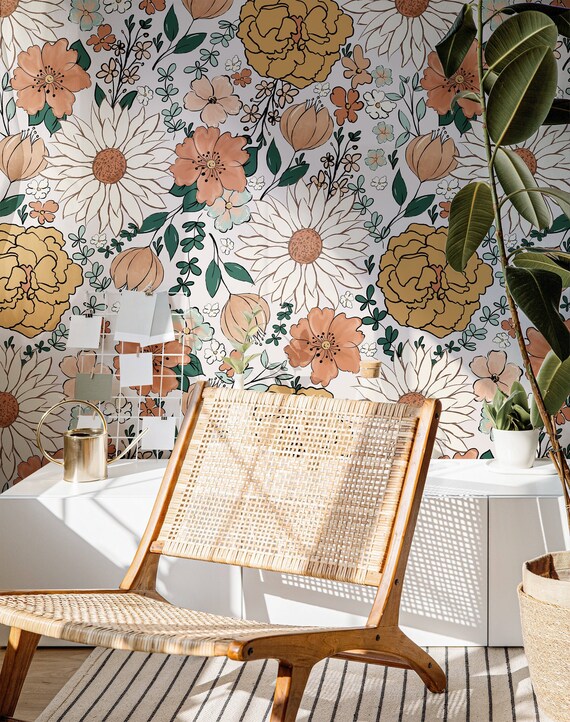 Boho Vintage Background Groovy Retro Boho Flower Seamless Pattern Boho Vintage Background Groovy Retro Boho Flower Seamless Pattern