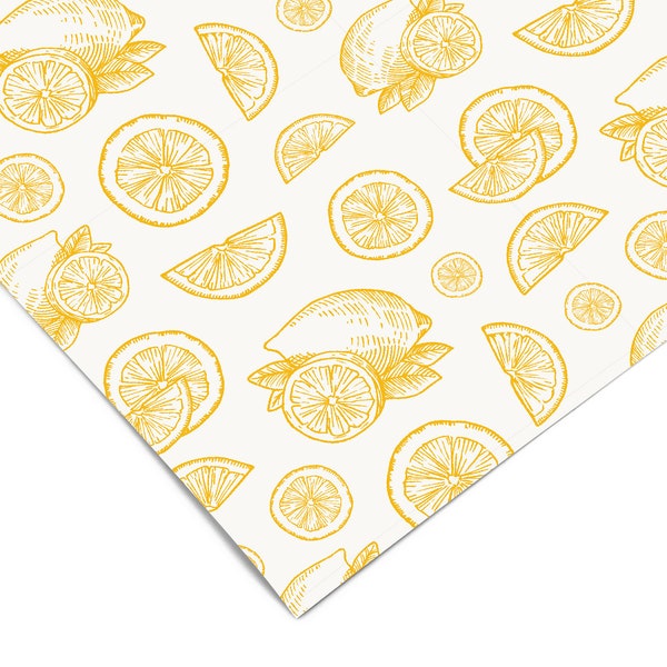 Contact Paper Lemons Sketch Art | Peel And Stick Wallpaper | Removable Wallpaper | Shelf Liner | Drawer Liner | Peel and Stick Paper 1218