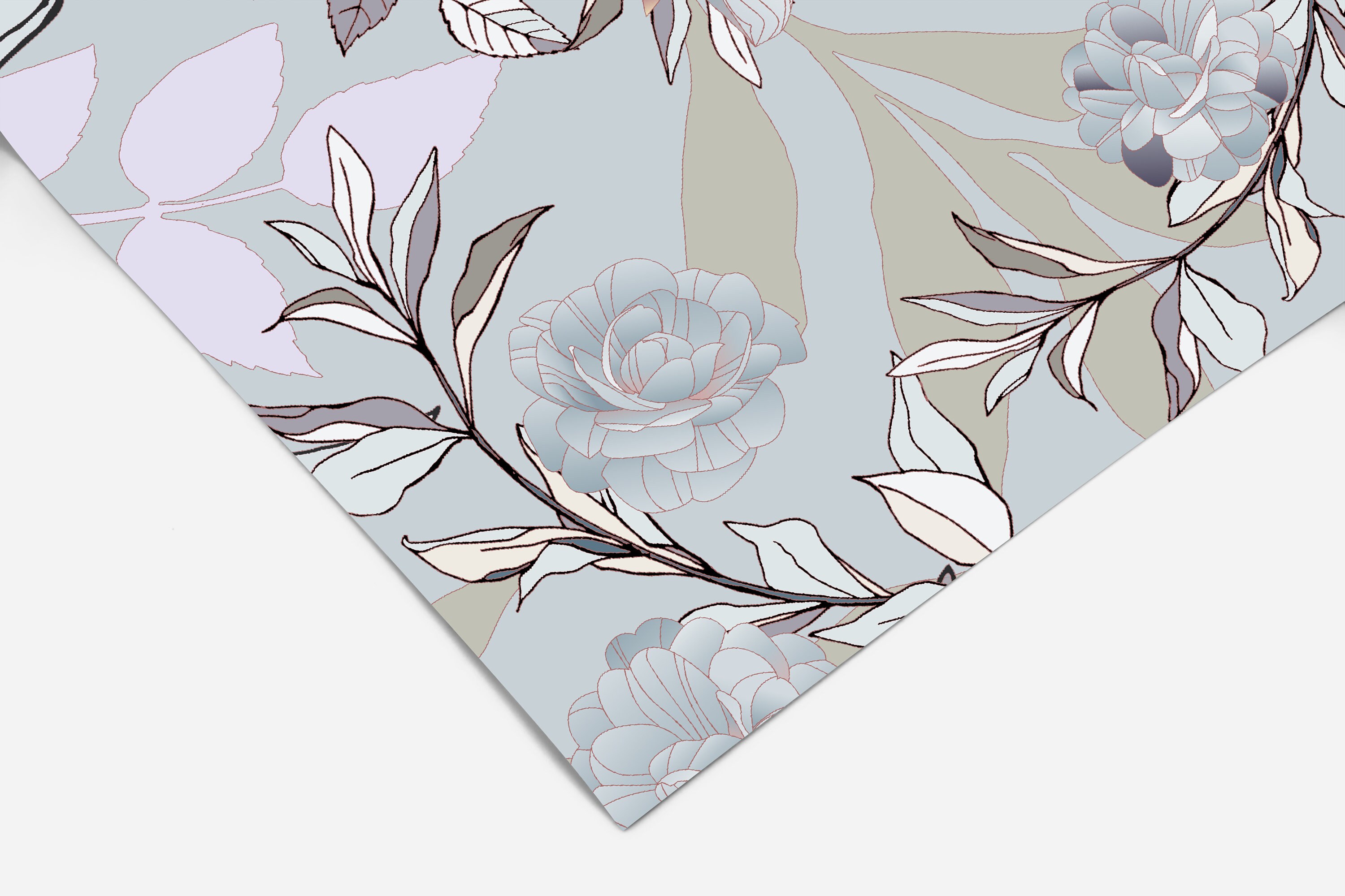 Blue Gray Floral Wallpaper Wallpaper Peel and Stick Etsy