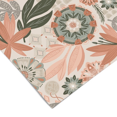 Boho Floral Contact Paper Peel and Stick Wallpaper Etsy