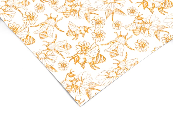 Honey Bee Floral Contact Paper, Peel And Stick Wallpaper, Removable  Wallpaper, Shelf Liner, Drawer Liner