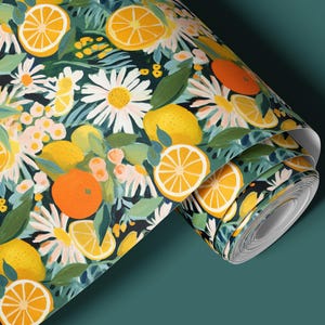 Citrus Floral Peel and Stick Contact Paper- Colorful Botanical Removable Kitchen Contact Paper Shelves, Cabinets, Walls, Home Decor 1861