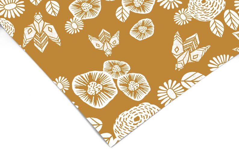 Wallpaper Peel and Stick Wallpaper Golden Yellow and White Etsy