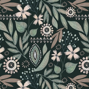 Dark Green Floral Contact Paper | Peel And Stick Wallpaper | Removable Wallpaper | Shelf Liner | Drawer Liner | Peel and Stick Paper 784