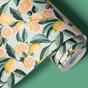 Citrus Floral Peel and Stick Contact Paper- Colorful Botanical Removable Kitchen Contact Paper Shelves, Cabinets, Walls, Home Decor 1860