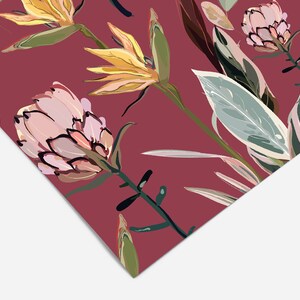 Maroon Protea Floral Wallpaper Wallpaper Peel and Stick | Etsy