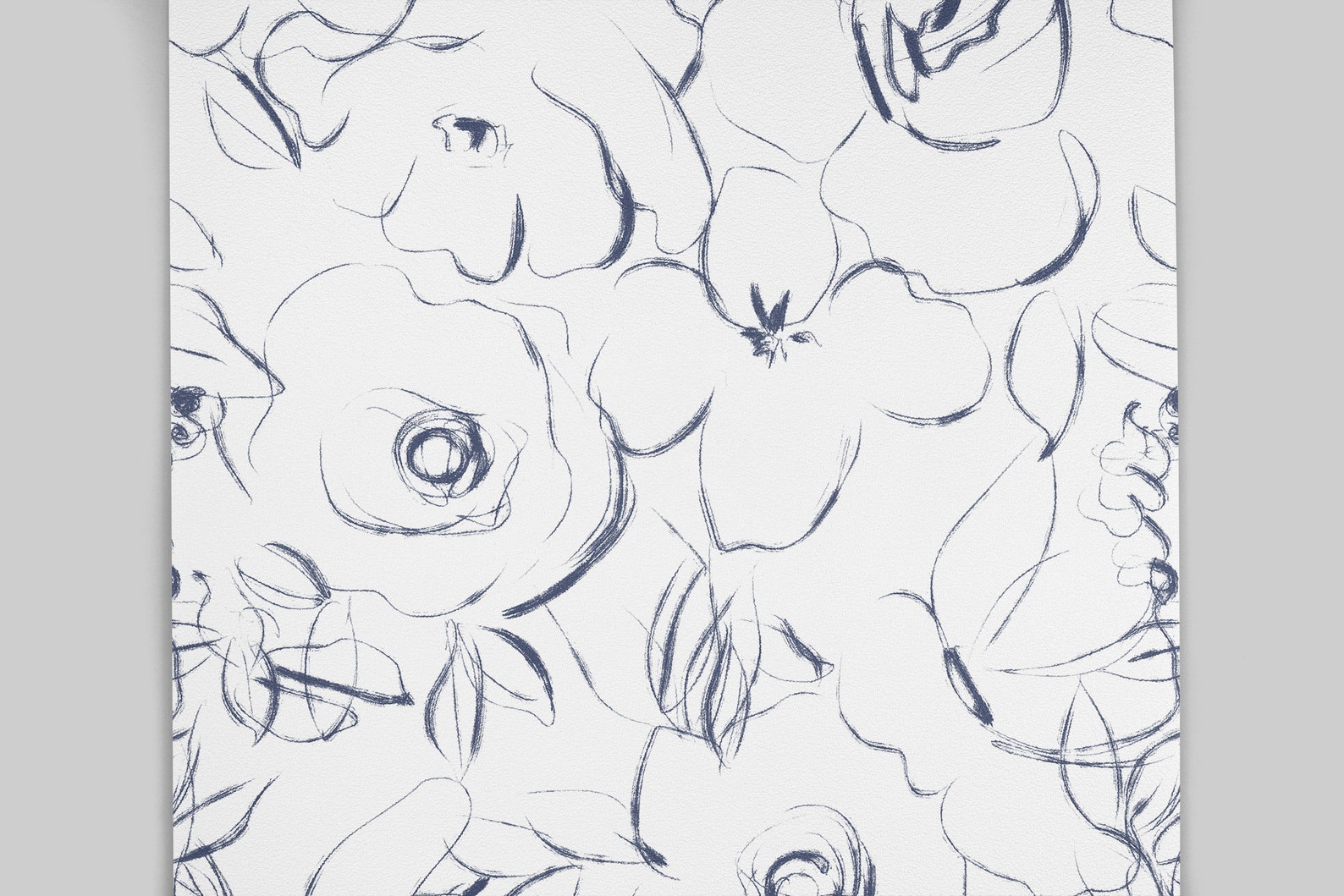 White Navy Floral Wallpaper Wallpaper Peel and Stick Removable ...