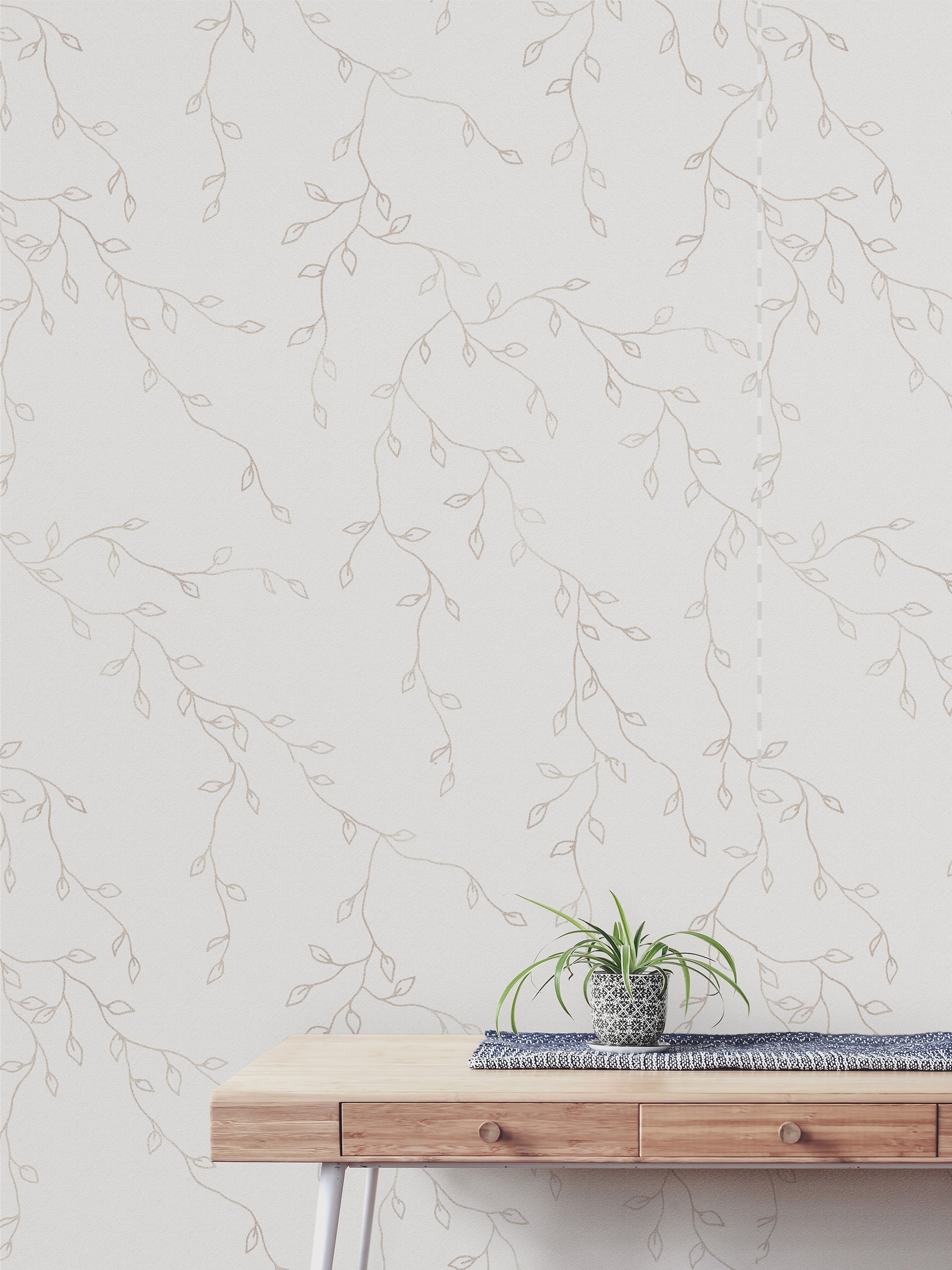 Ivory Floral Leaf Wallpaper Wallpaper Peel and Stick | Etsy