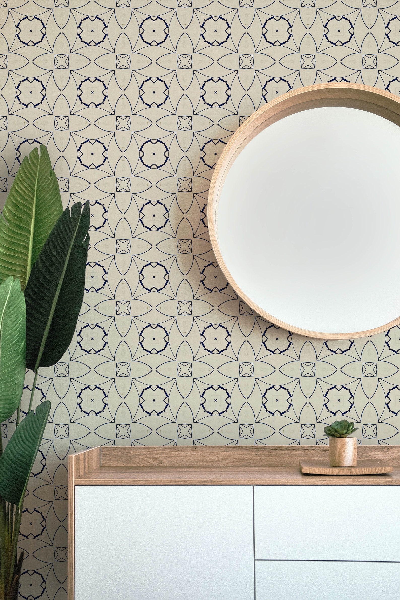 Vintage Cream Navy Wallpaper Wallpaper Peel and Stick | Etsy Canada