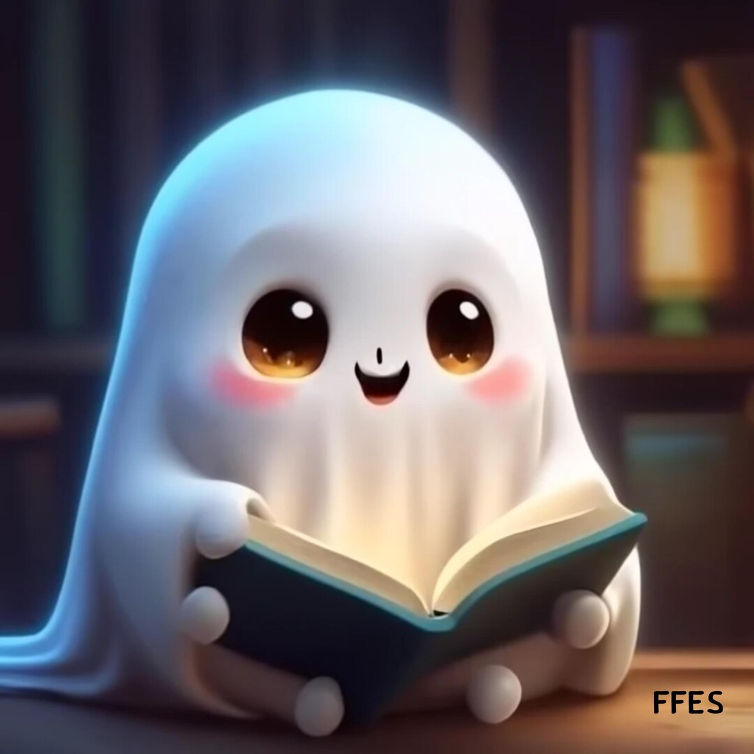 Cute Ghost Reading a Book Png, Halloween Png, Reading a Book, Halloween ...