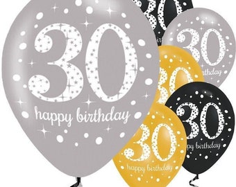 30th Birthday Mixed Balloons, 30th birthday party decorations, 30th birthday balloons, happy 30th birthday decorations