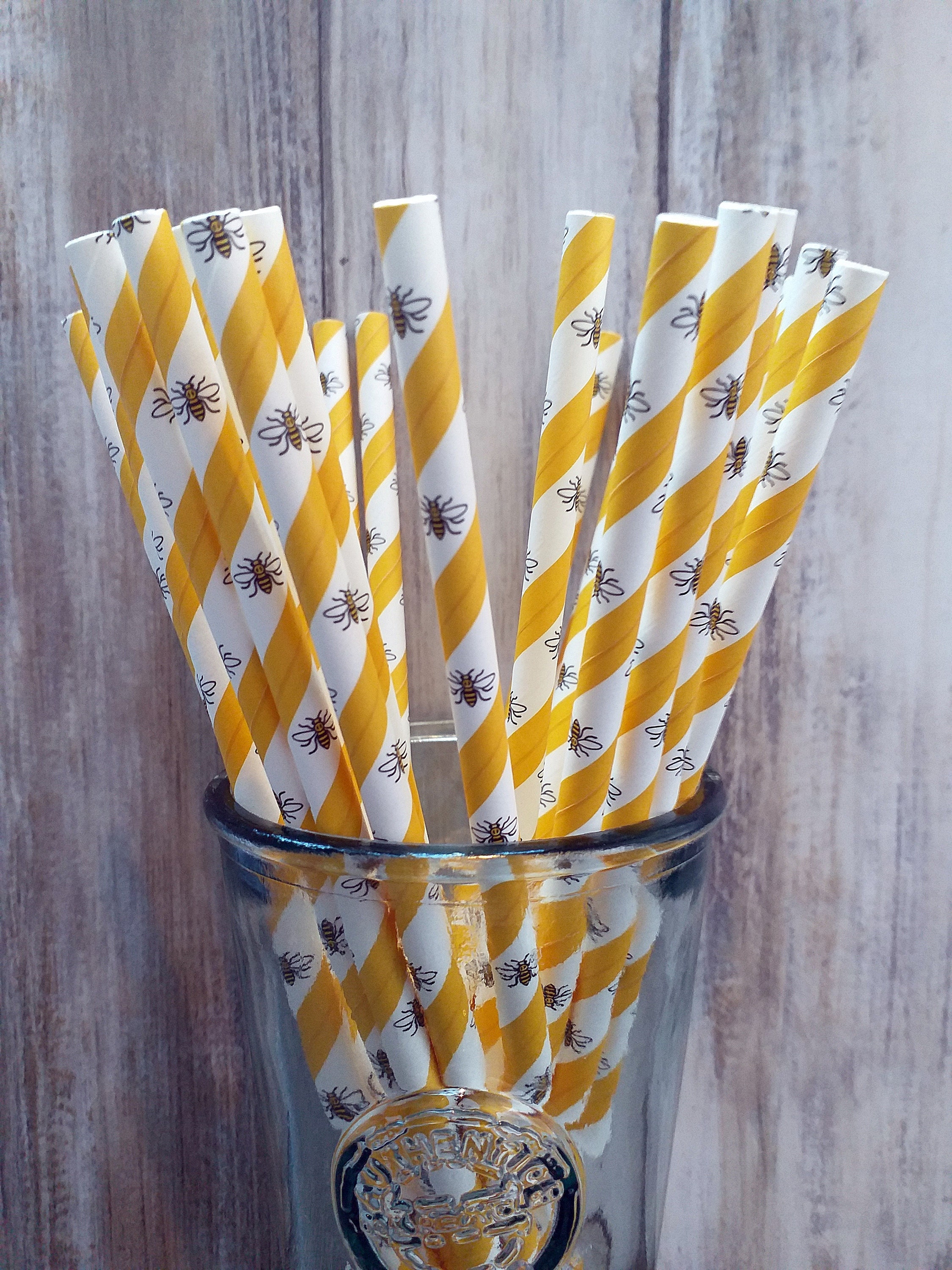 8 20cm Bumble Bee Paper straw Bee Straw Party straw Etsy