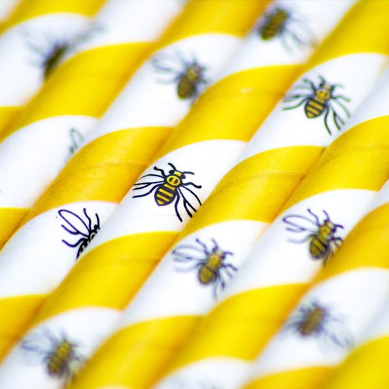 8 20cm Bumble Bee Paper straw Bee Straw Party straw Etsy