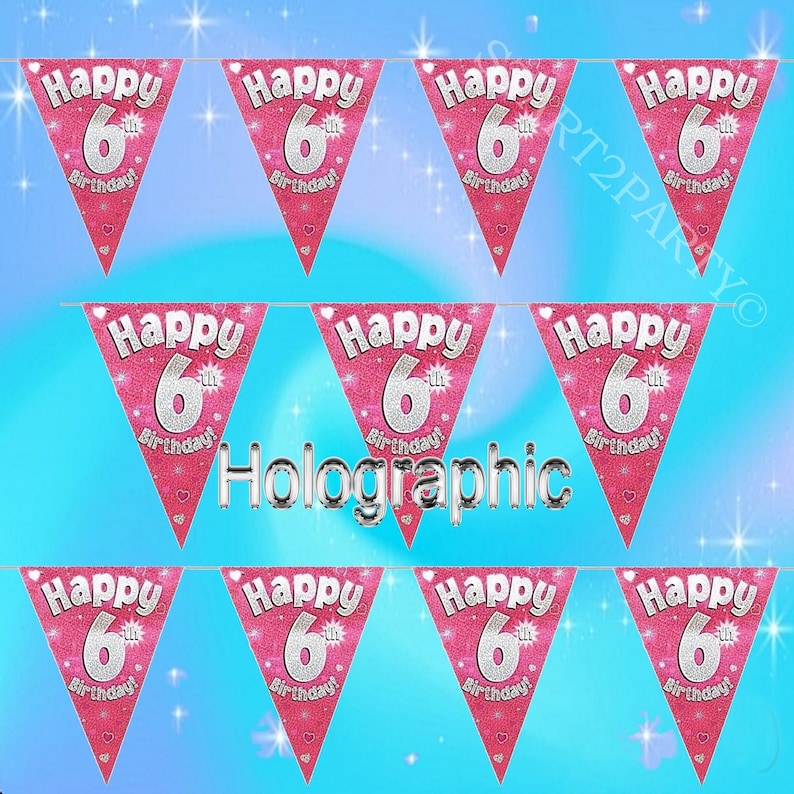 Age 6 6th Birthday Party Decorations Pink Bunting & Banners - Etsy UK
