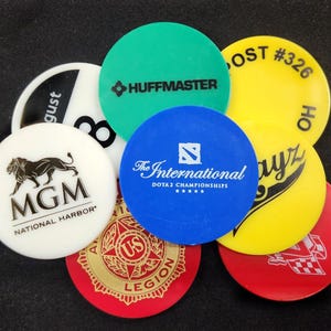 300 pcs. Custom Imprinted 1-9/16&quot; (40mm) diameter Smooth Tokens, with 1 Color Imprint on 1 Side