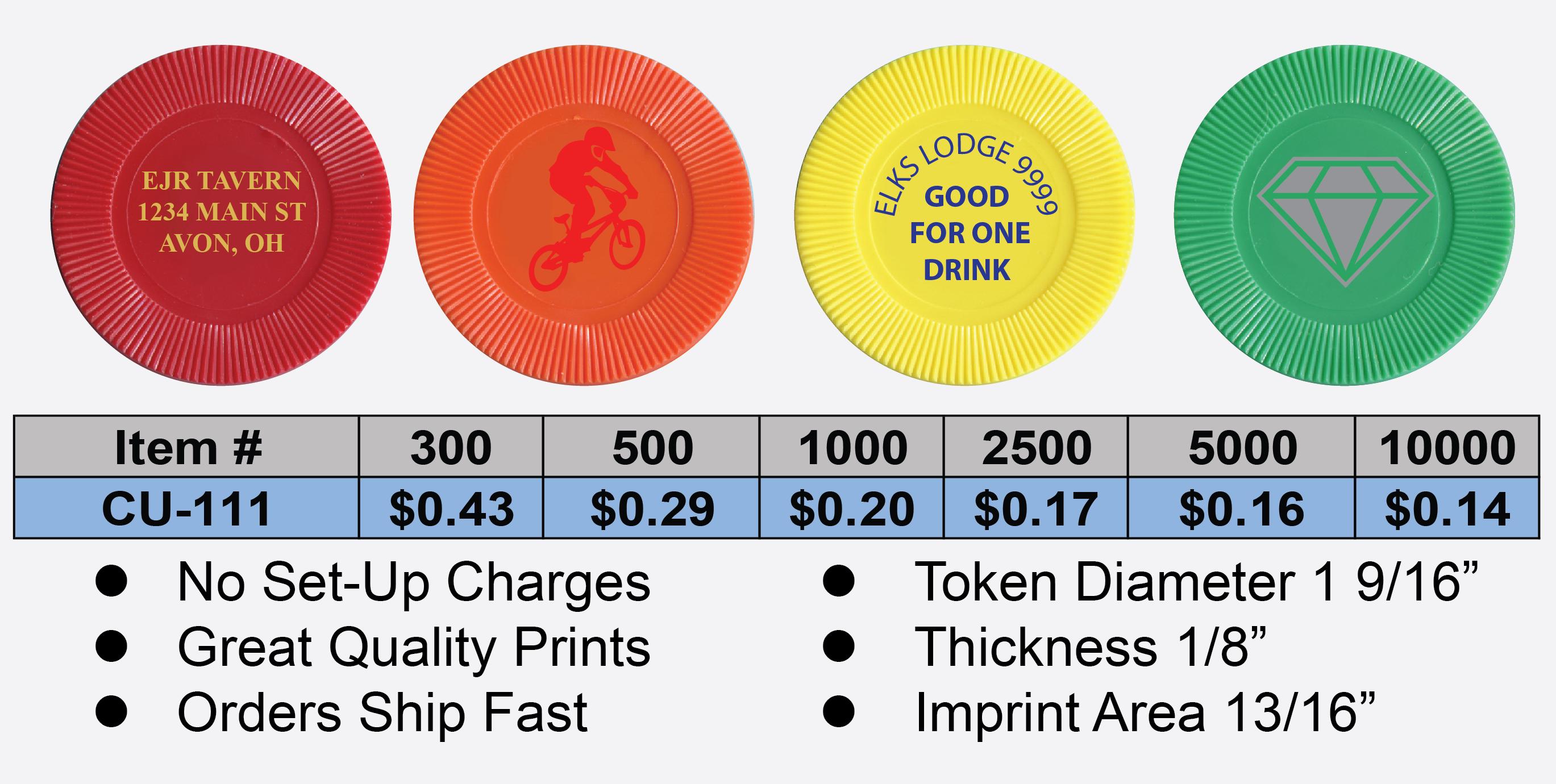 Custom Imprinted Tokens 1000 Pcs With 1 Color Imprint on 1 Side - Etsy