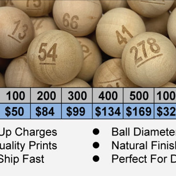 Numbered Natural Wood Balls 300 pcs