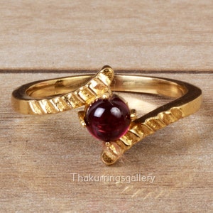 Garnet Ring, January Birthstone Ring, Minimalist Garnet Ring, Dainty Garnet Ring, Garnet Stacking Ring, Natural Red Garnet Ring For Women
