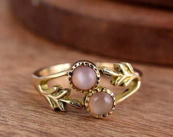 Moonstone Ring, Flower Ring, Floral Ring For Women, Dainty Moonstone Ring, Stackable Moonstone Ring For Women, Gift For Her, Moonstone Ring